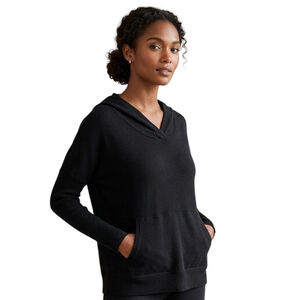 JJ Winks Black Hooded Lounge Top Built-In Bra Cozy Pullover Rare S